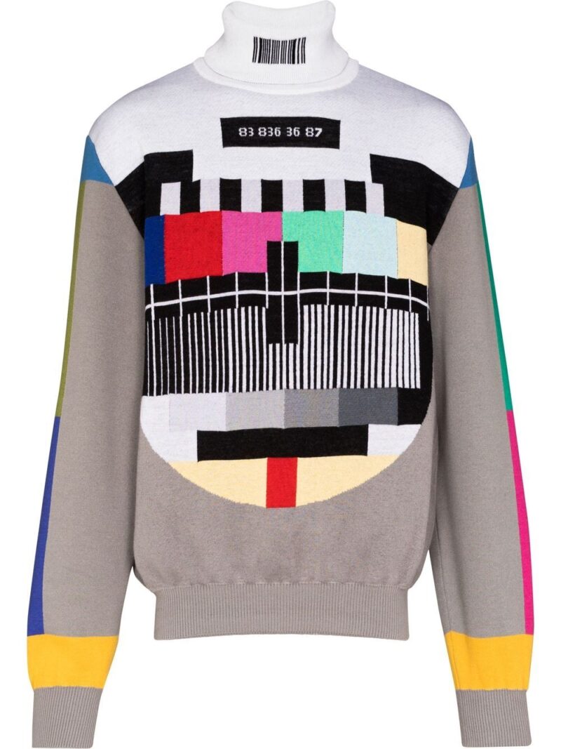 VTMNTS  Barcode motif roll-neck jumper