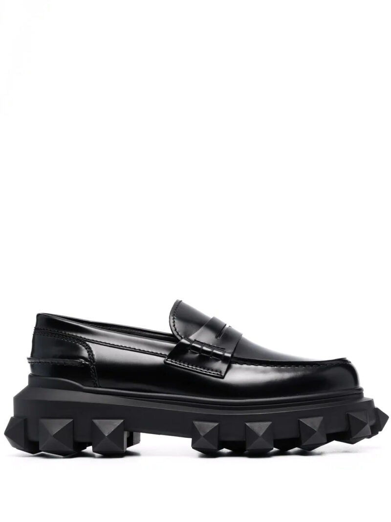 Valentino Garavani  Trackstud leather loafers
