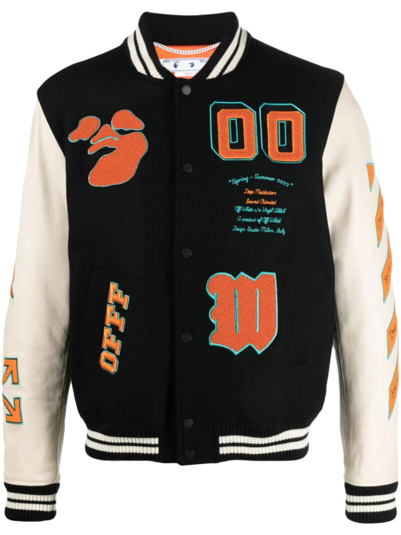 Off-White  logo-patches varsity jacket