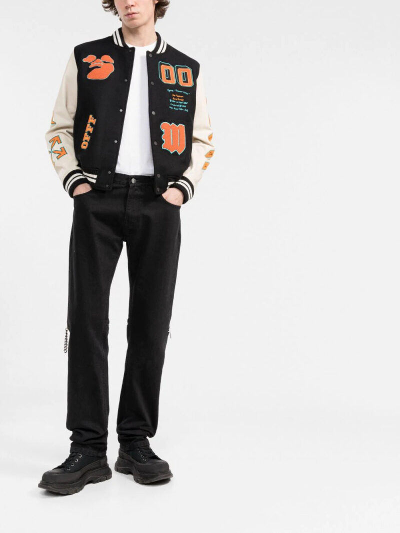 Off-White  logo-patches varsity jacket