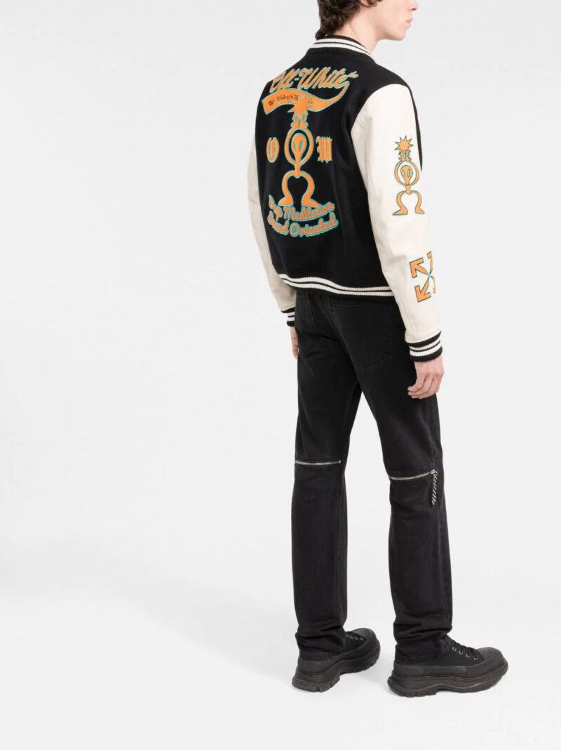 Off-White  logo-patches varsity jacket