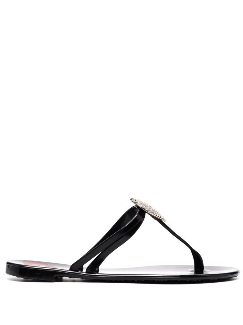 Moschino crystal heart thong sandals