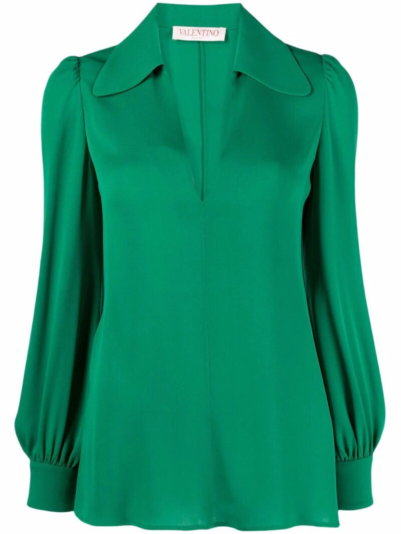 Valentino Garavani  spread-collar silk top