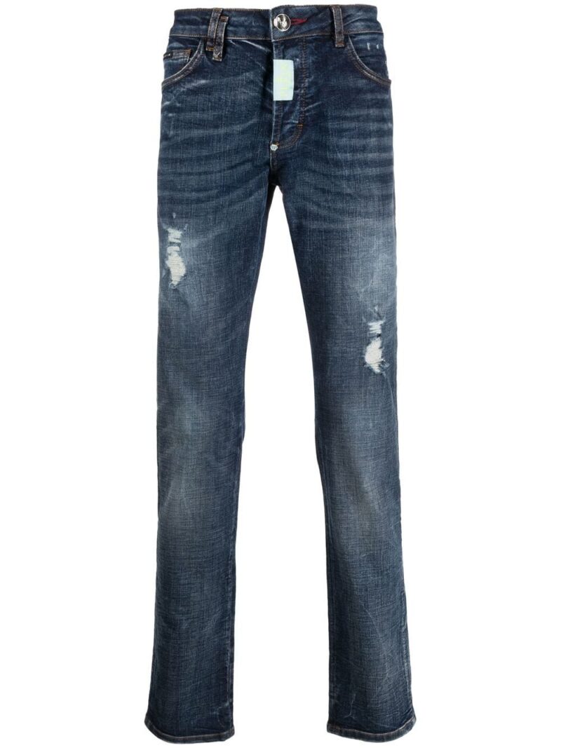 Phillip plein distressed straight-cut jeans
