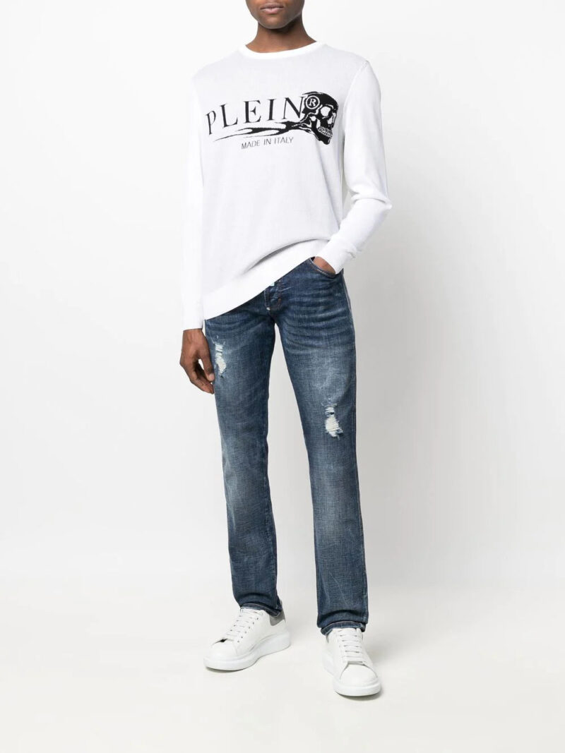 Phillip plein distressed straight-cut jeans