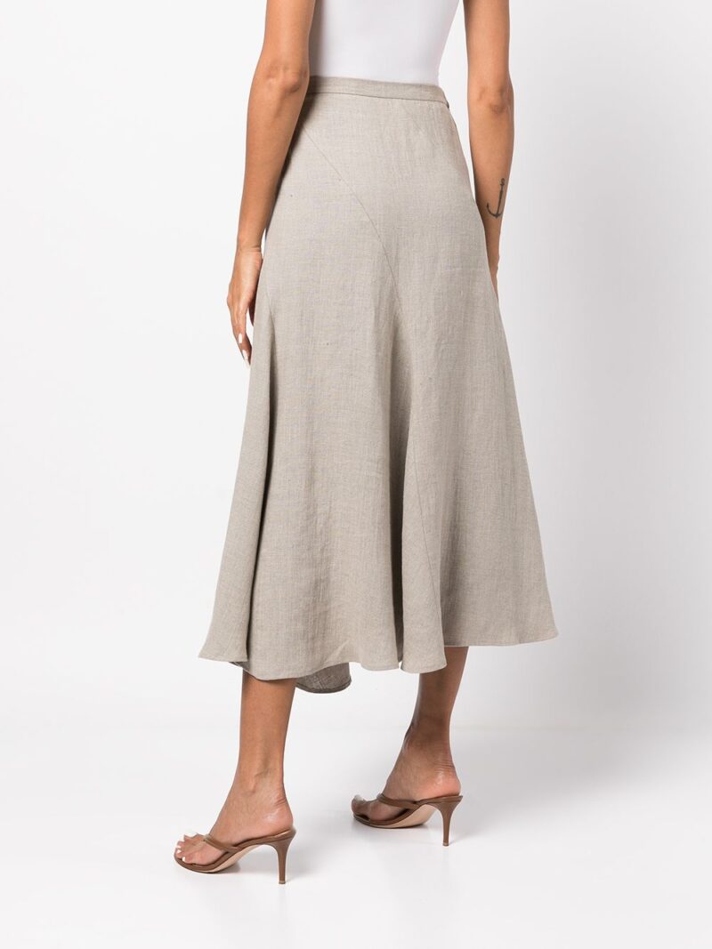 VOZ  Spiral linen midi skirt
