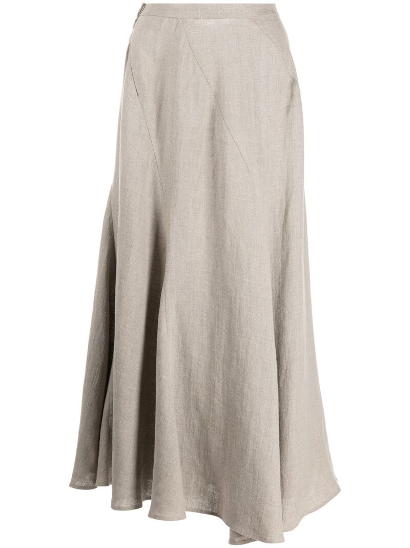 VOZ  Spiral linen midi skirt