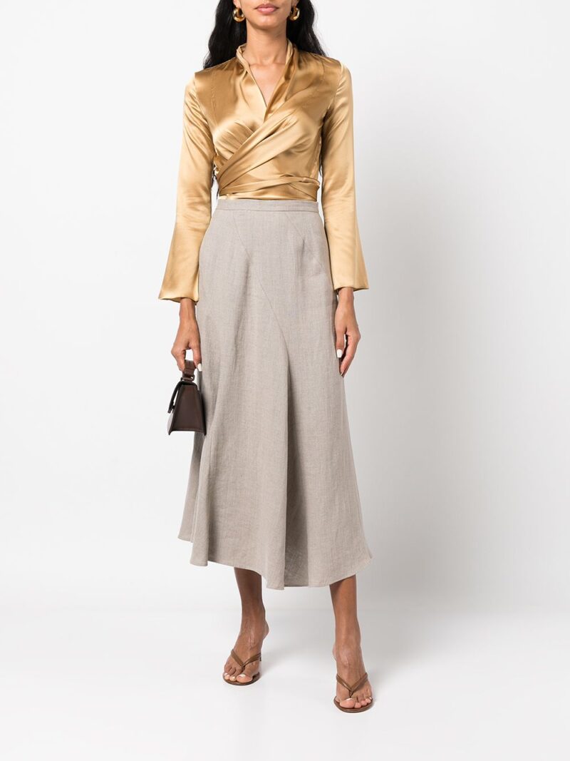 VOZ  Spiral linen midi skirt