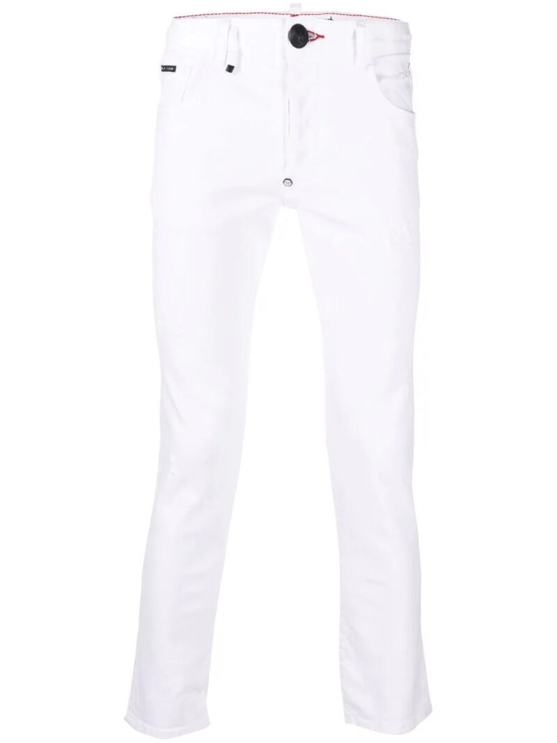 Phillip plein embroidered-logo slim-fit jeans