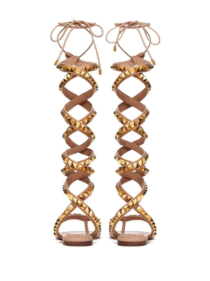 Valentino Garavani Rockstud Roman knee tie sandals