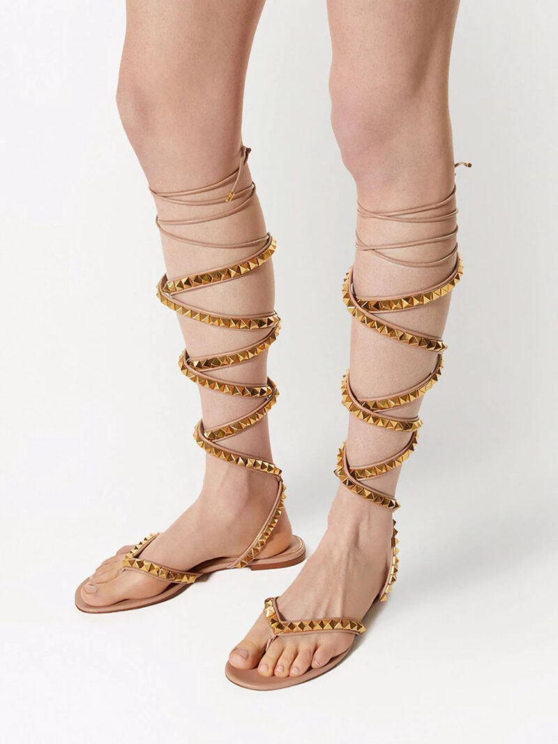 Valentino Garavani Rockstud Roman knee tie sandals