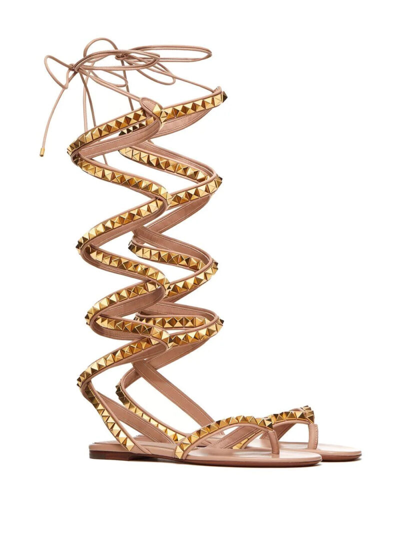 Valentino Garavani Rockstud Roman knee tie sandals