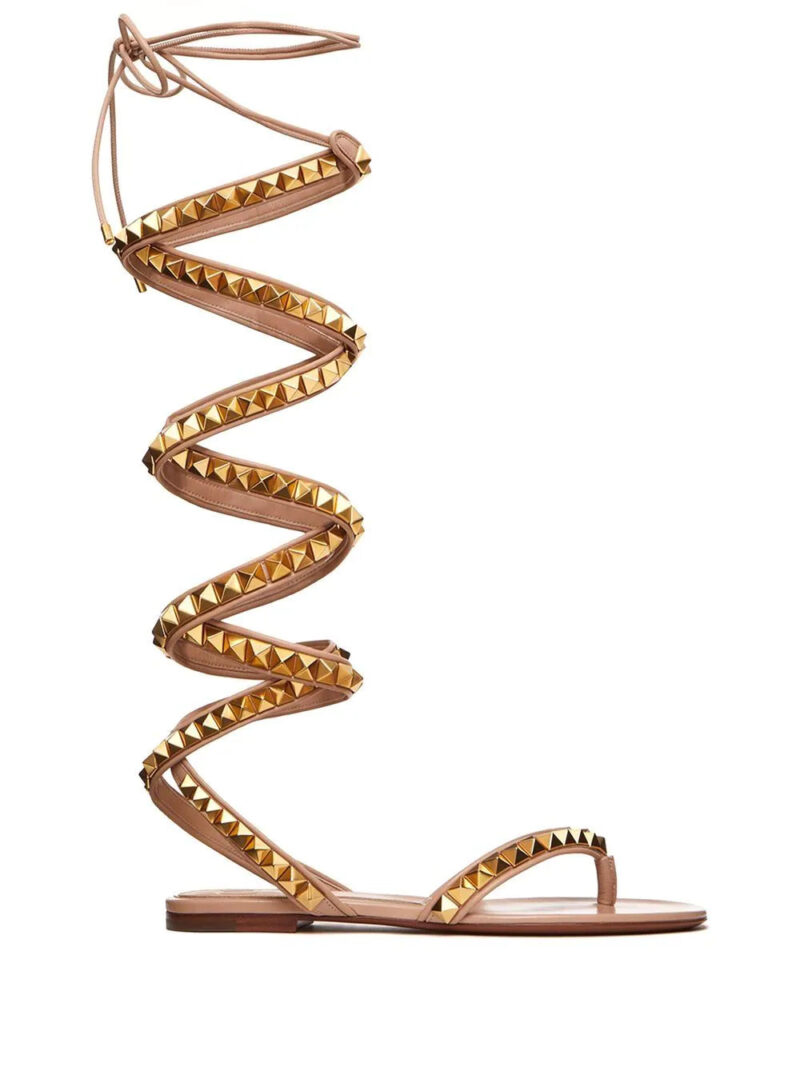 Valentino Garavani  Rockstud Roman knee tie sandals