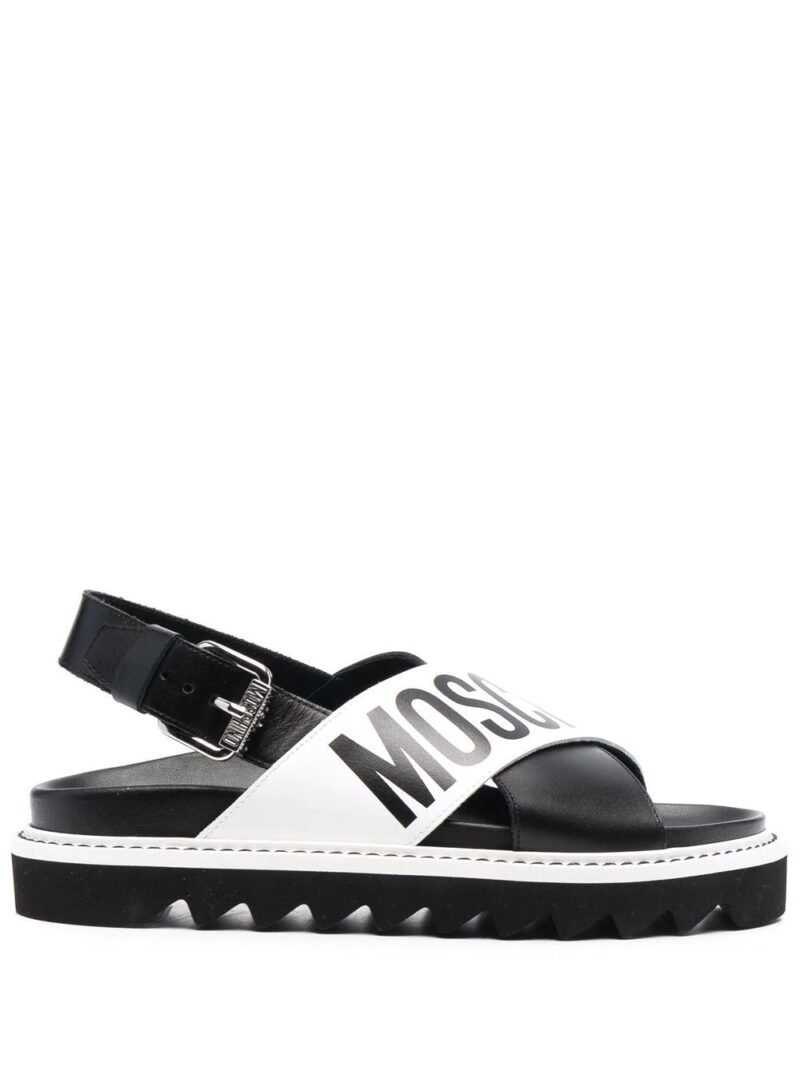 Moschino logo-print crossover-strap sandals