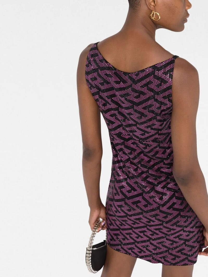 Versace La Greca studded mini dress