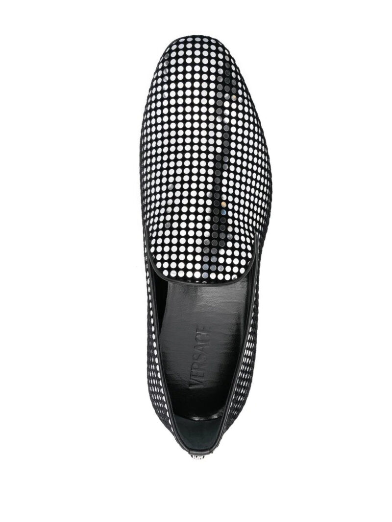 Versace  sequin-embellished leather loafers