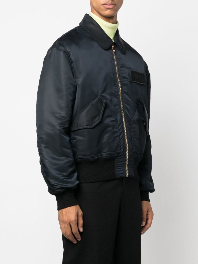 Versace logo-patch padded bomber jacket