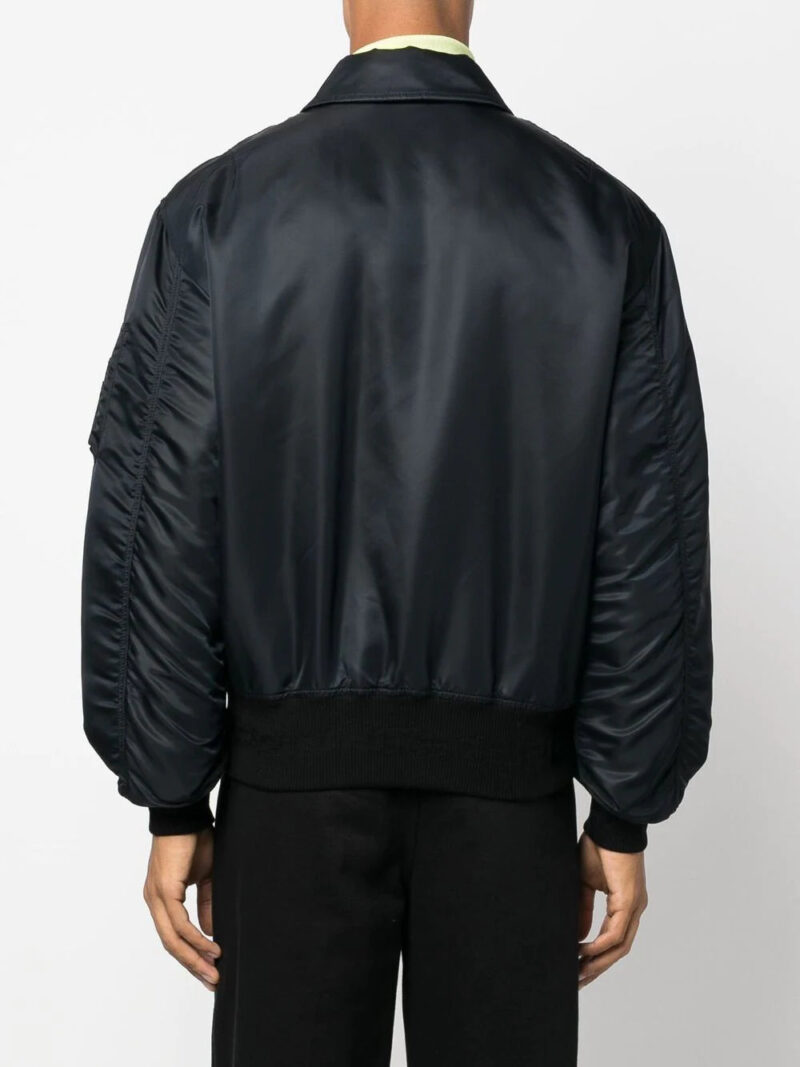 Versace  logo-patch padded bomber jacket