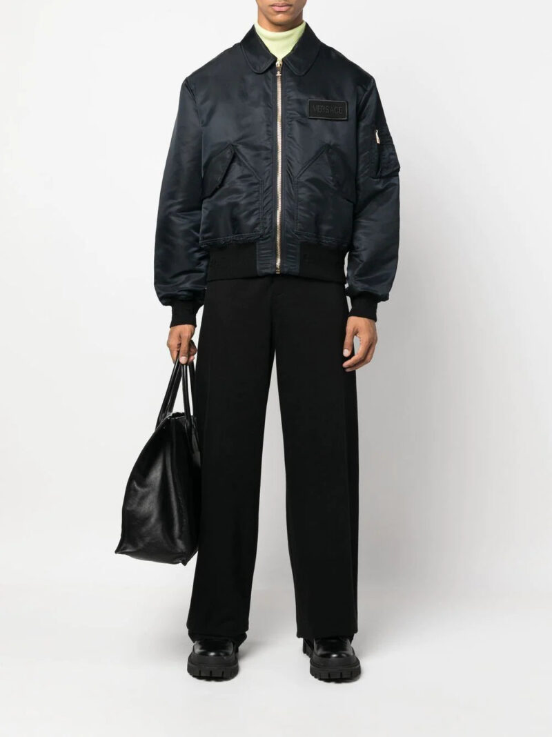 Versace  logo-patch padded bomber jacket