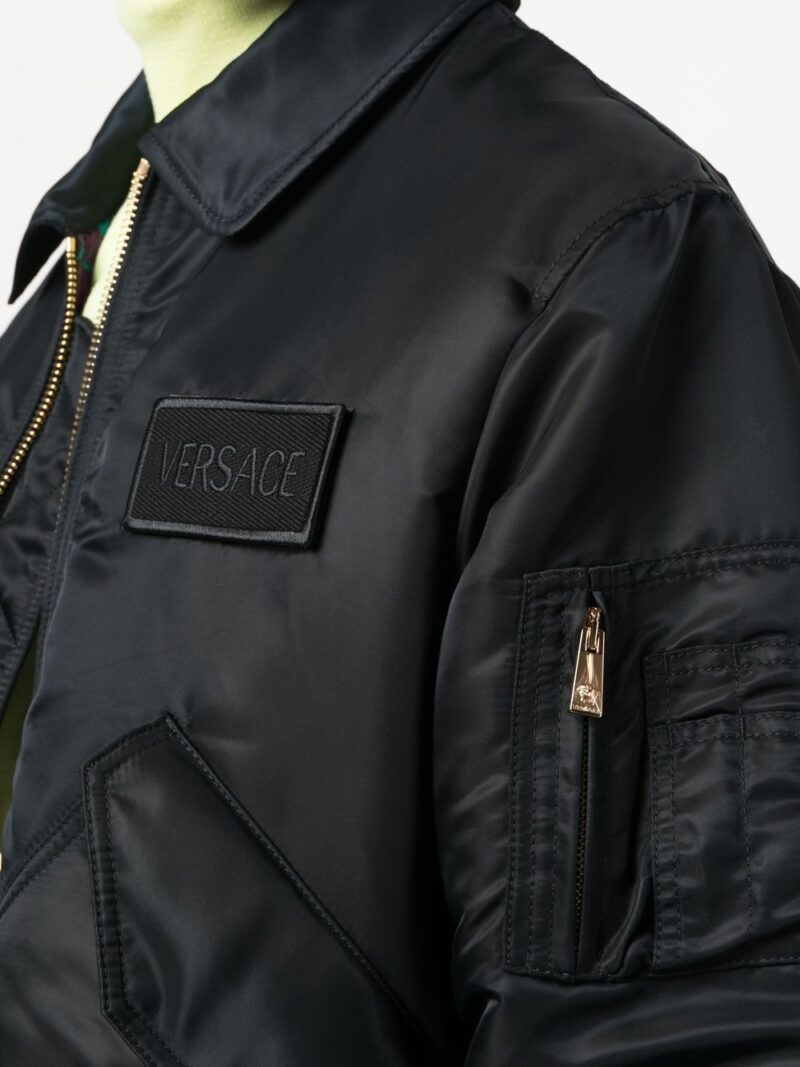Versace logo-patch padded bomber jacket