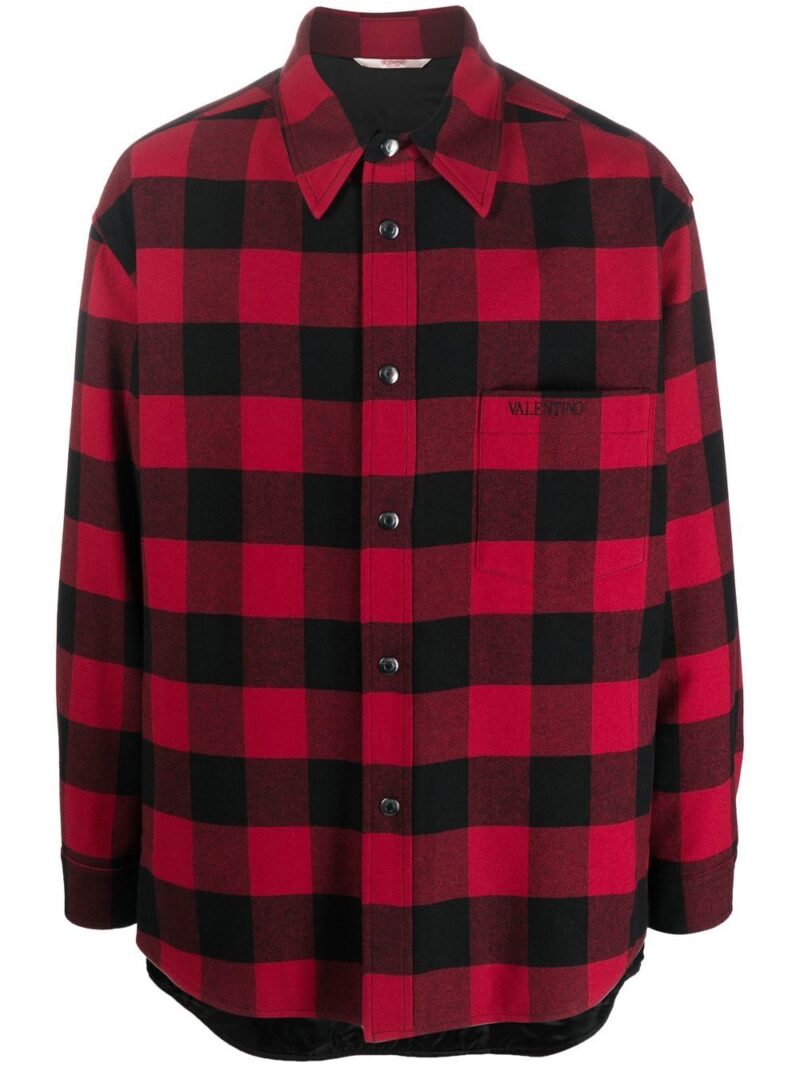 Valentino  check-print virgin-wool overshirt