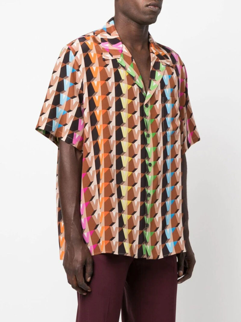 Valentino  geometric-monogram print silk shirt