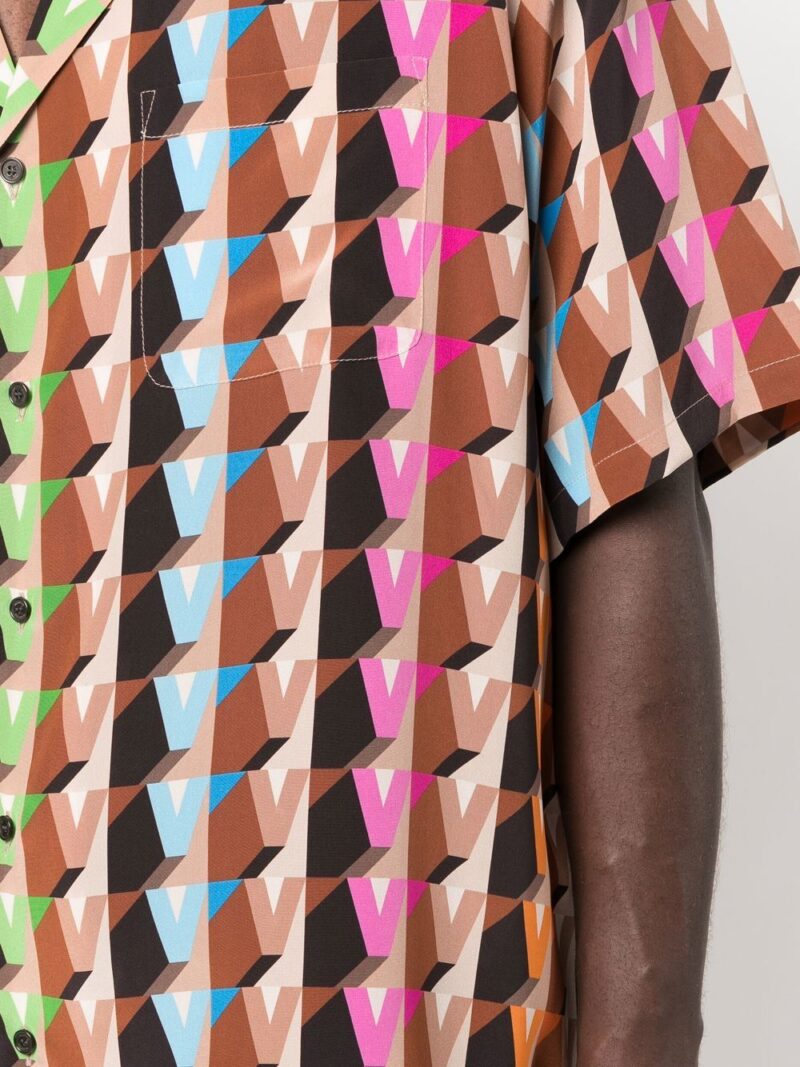 Valentino  geometric-monogram print silk shirt