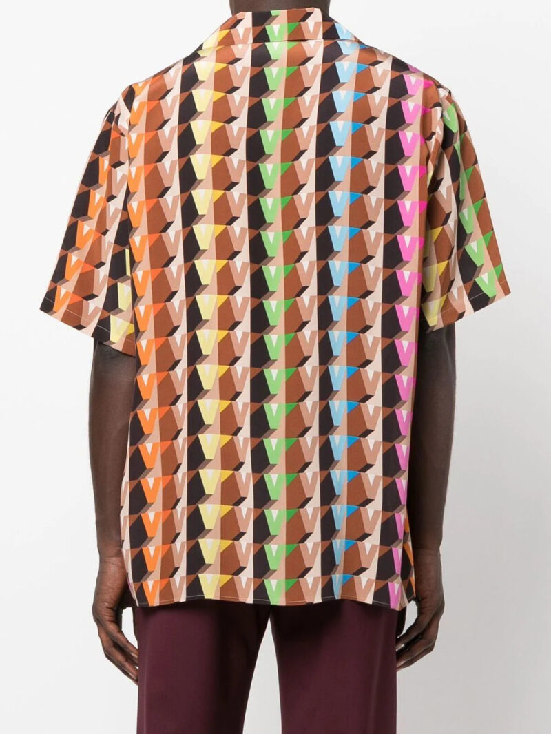 Valentino  geometric-monogram print silk shirt
