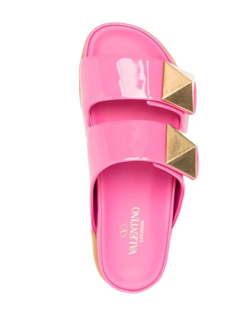 Valentino Garavani One Stud patent-leather slides