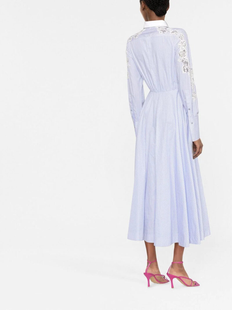 Valentino Garavani lace-panel striped shirt dress