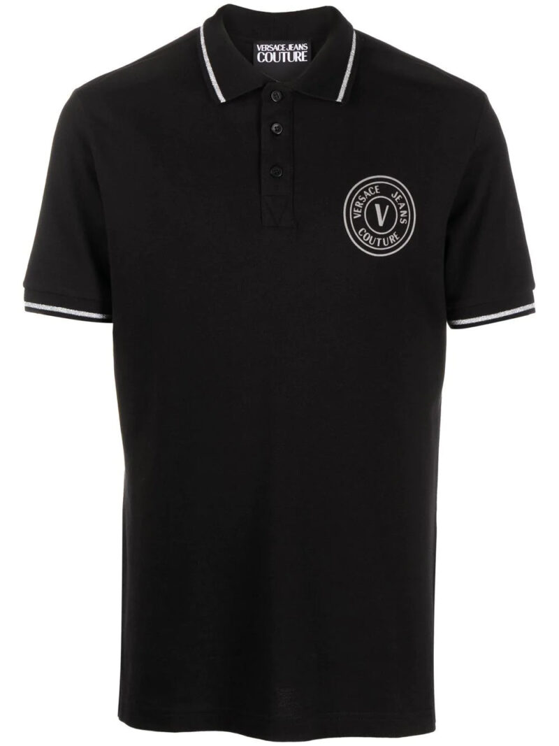 Versace logo-patch polo shirt