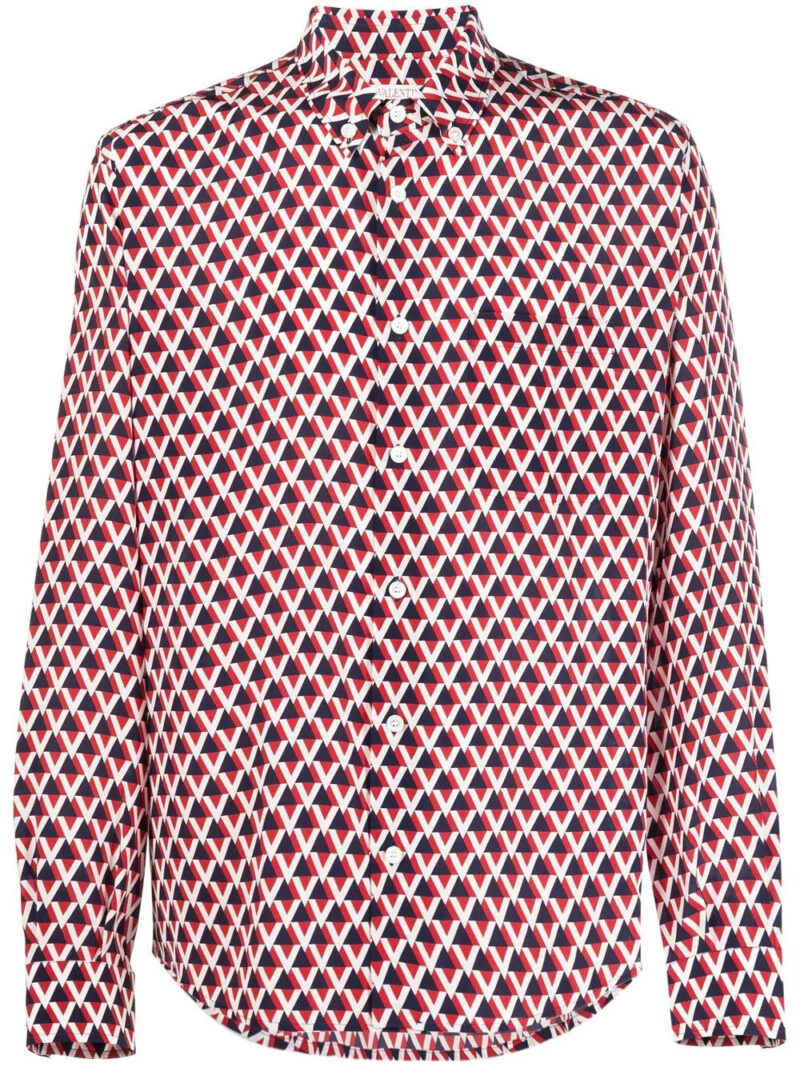 Valentino  Veehive-print silk shirt