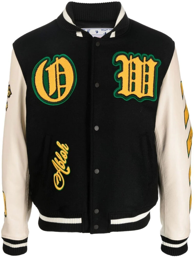 Off-White  logo-patch varsity jacket