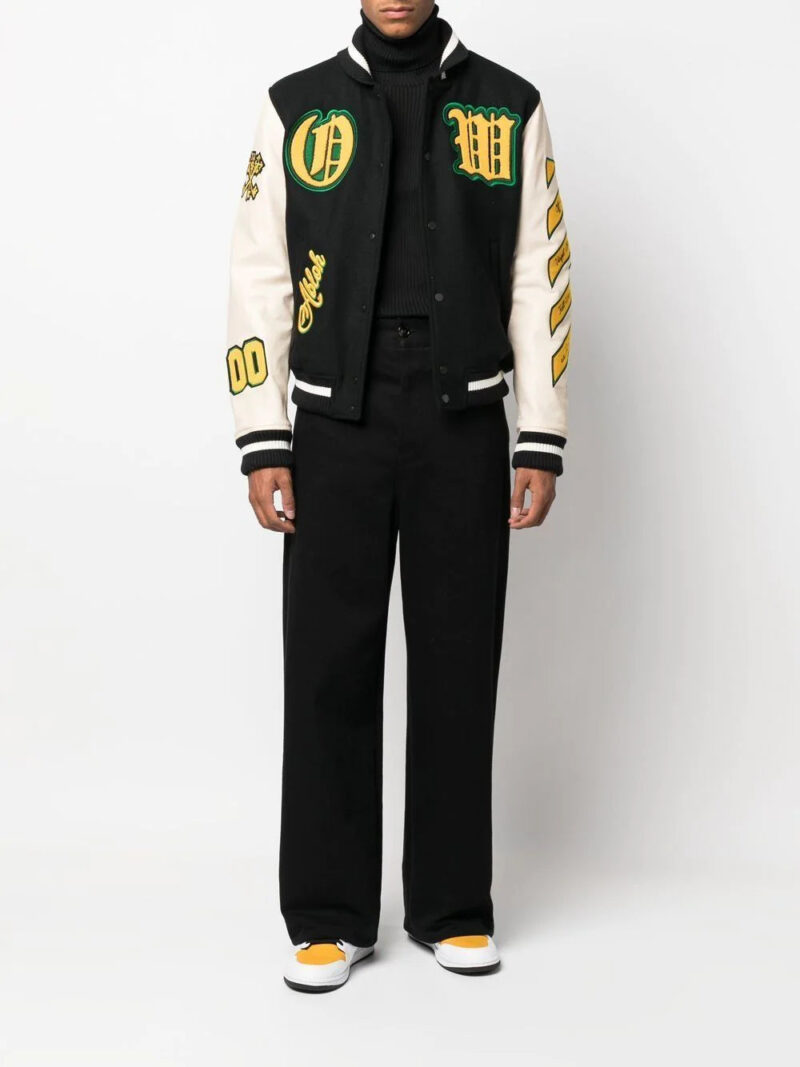 Off-White  logo-patch varsity jacket