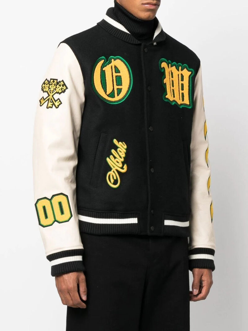Off-White  logo-patch varsity jacket