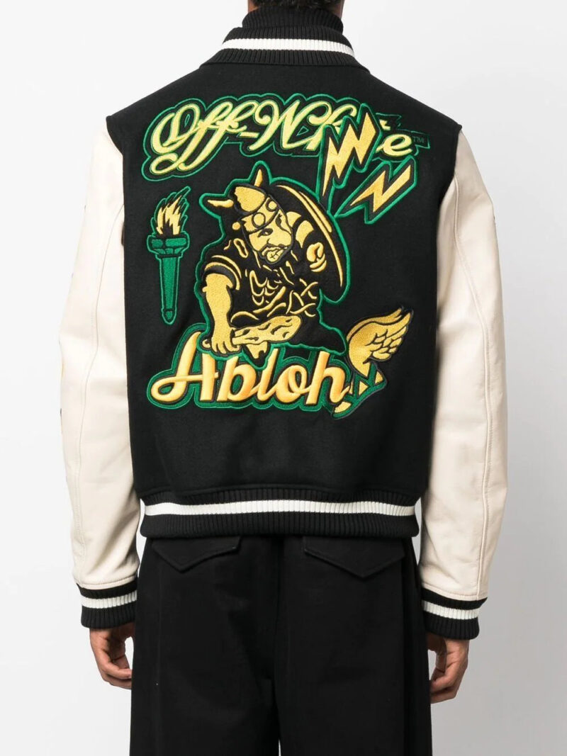 Off-White  logo-patch varsity jacket