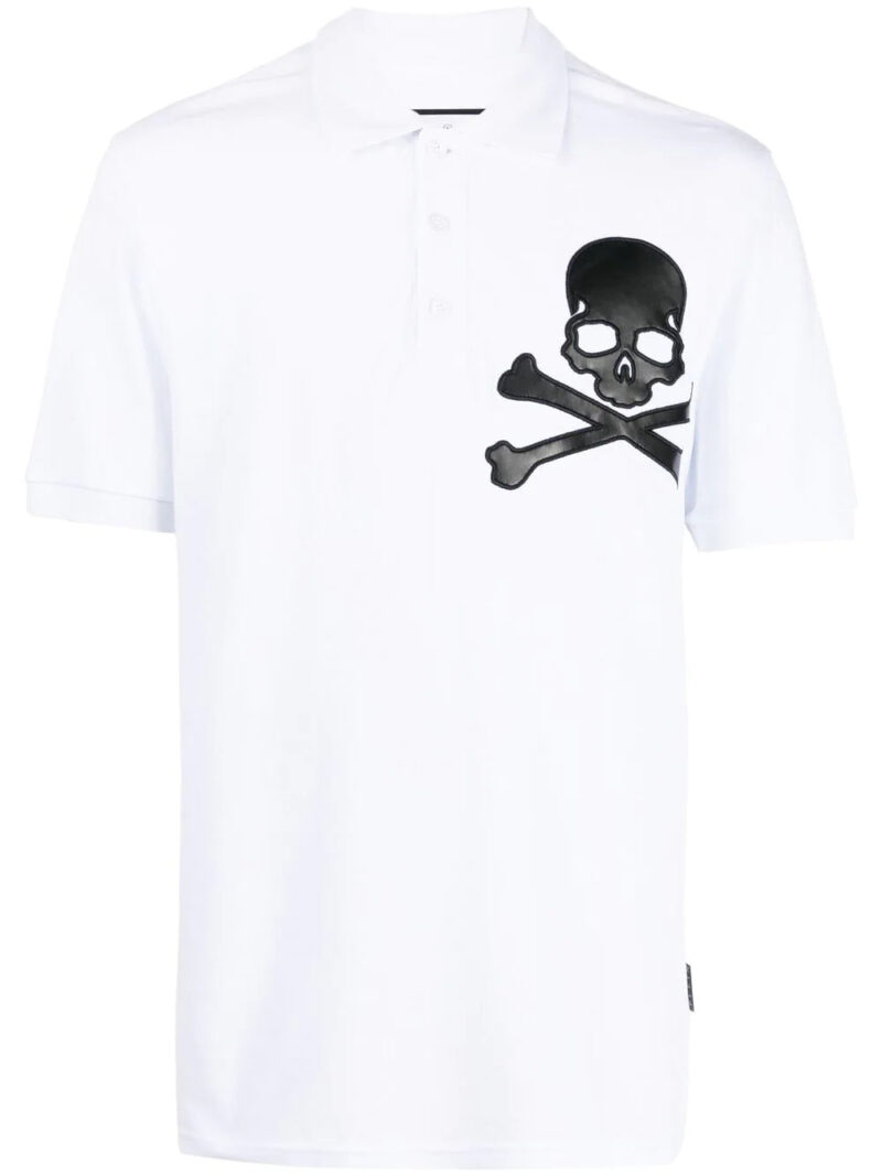 Phillip plein -Skull-patch cotton polo shirt