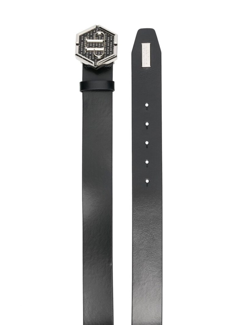 Phillip plein Hexagon logo-plaque belt