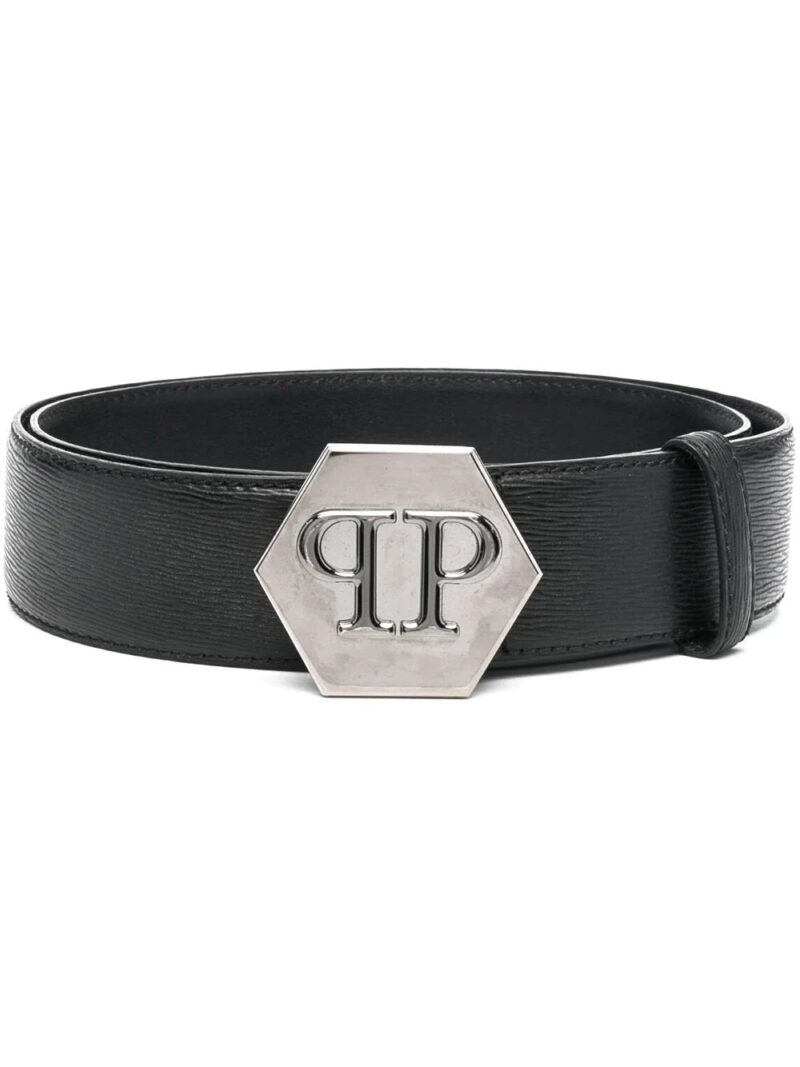 Phillip plein Hexagon logo buckle belt