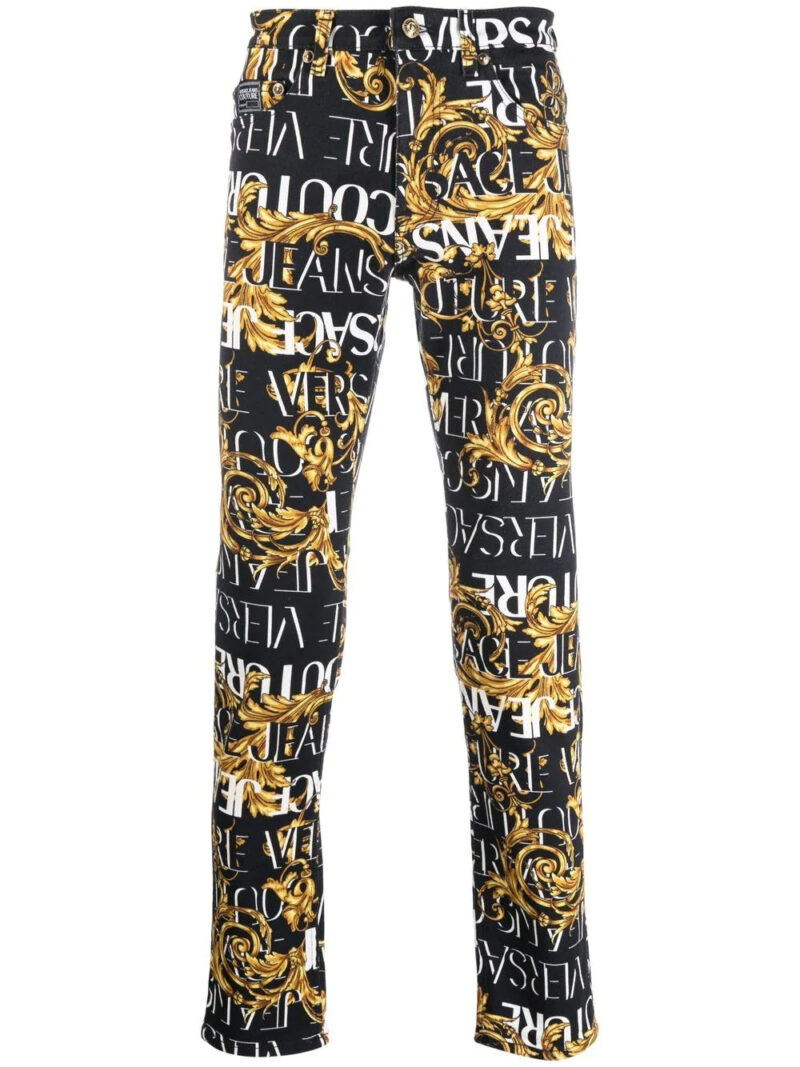 Versace logo-baroque print jeans