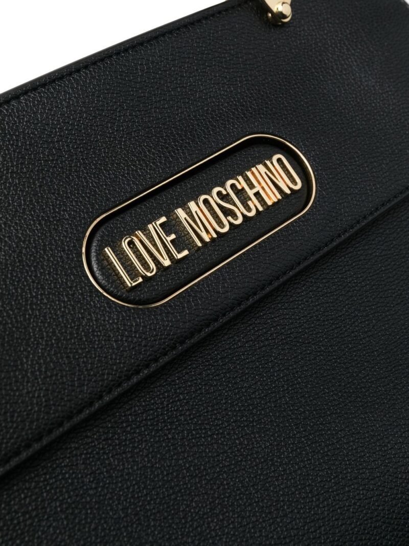 Moschino logo-plaque grained tote bag