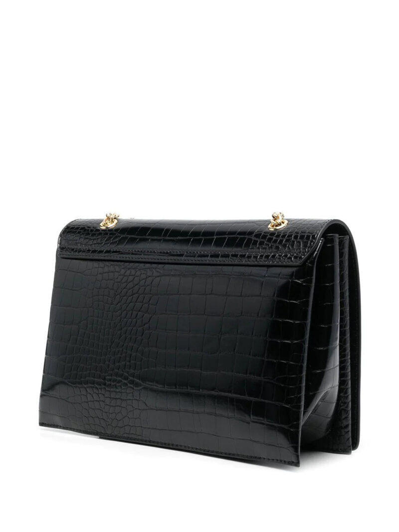 Moschino logo-embellished croc-effect shoulder bag