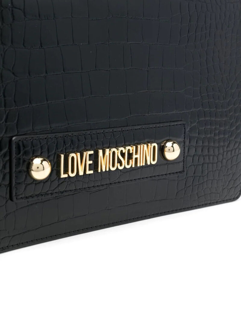 Moschino logo-embellished croc-effect shoulder bag