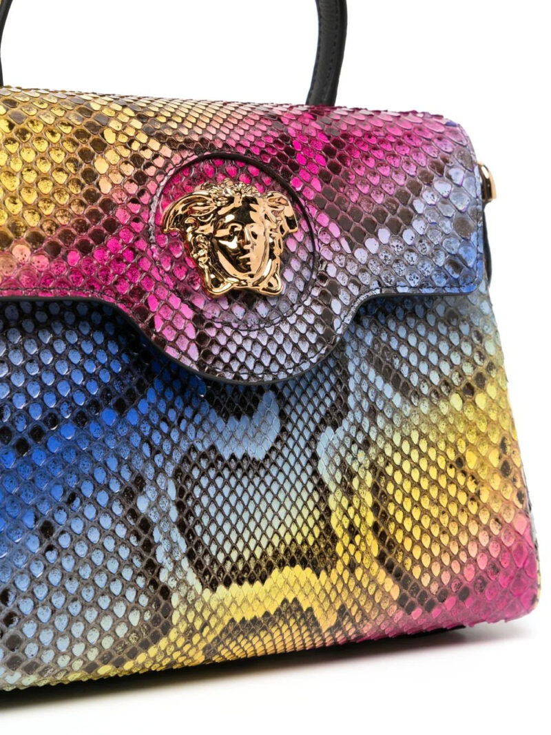 Versace Medusa-plaque snakeskin shoulder bag