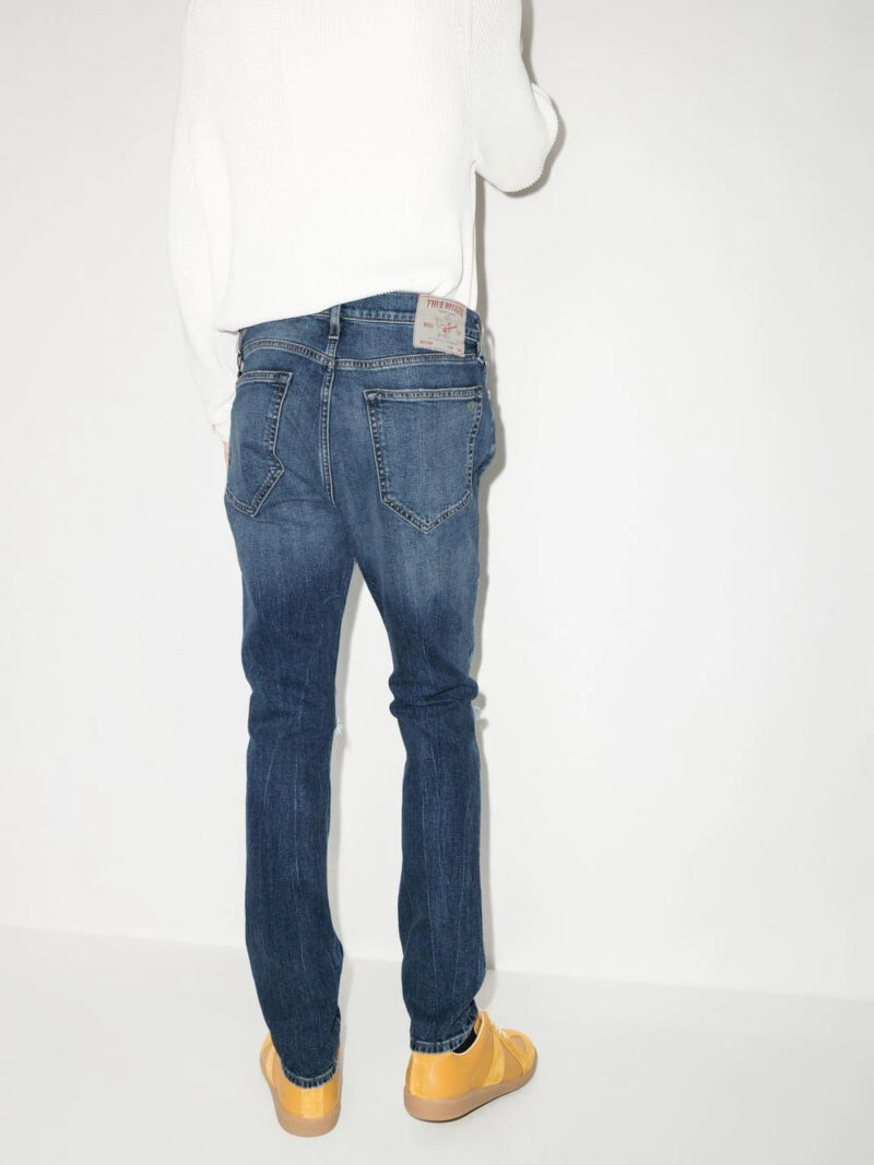 True Religion ripped slim-fit jeans