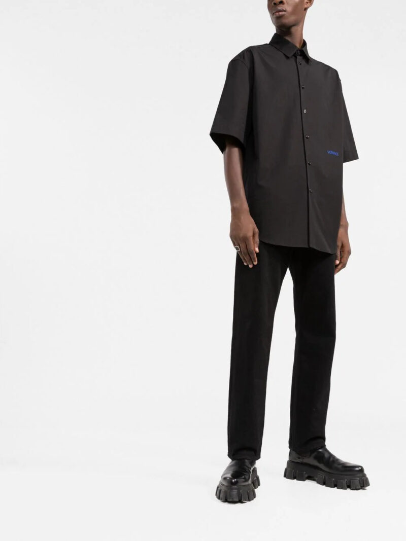 Versace logo-embroidered short-sleeve shirt