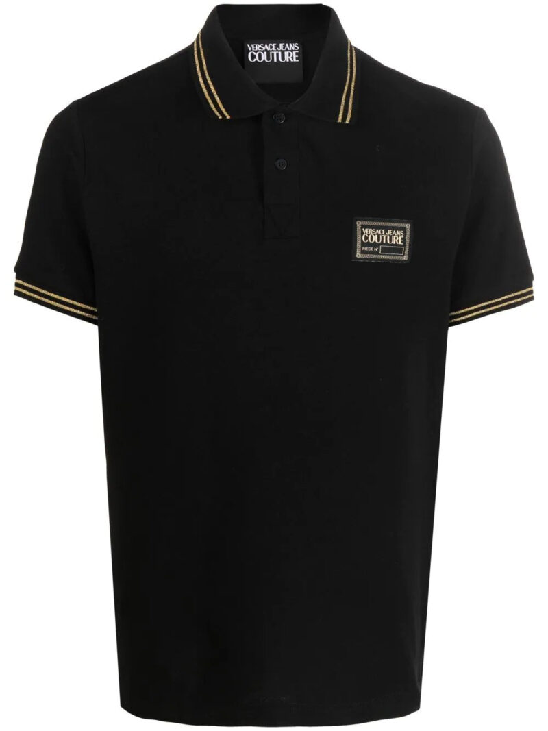Versace logo-patch polo shirt