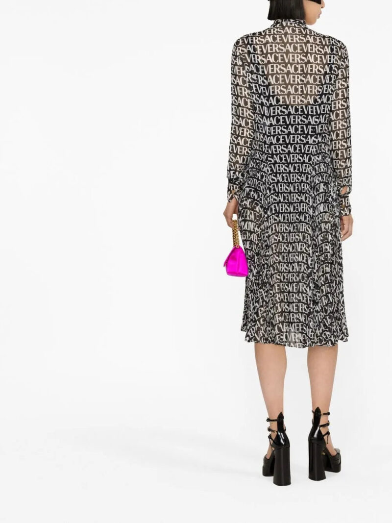 Versace logo-print silk shirtdress