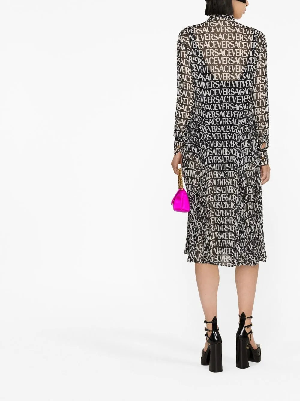Versace logo-print silk shirtdress - Image 4