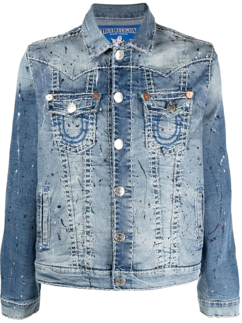 True Religion  paint splatter-print denim jacket